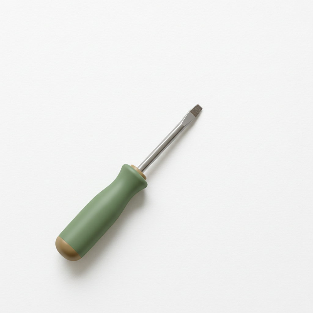 A simple screwdriver on a clean white surface - one tool, one purpose
