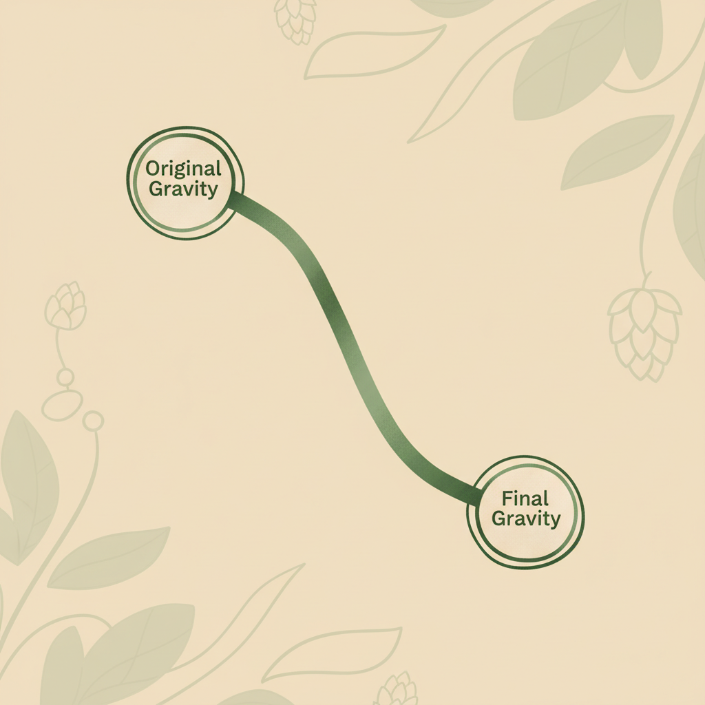 Gravity curve showing readings dropping during fermentation