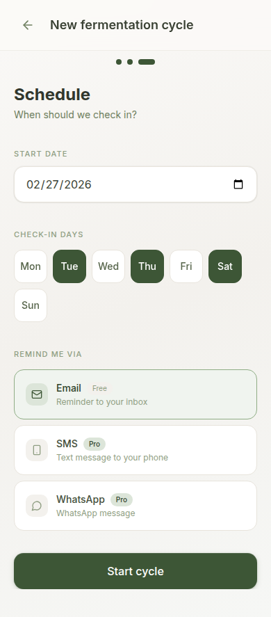 Setting up a new fermentation cycle